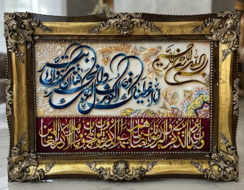 تابلوفرش ماشینی مذهبی سوره کوثر ان یکاد